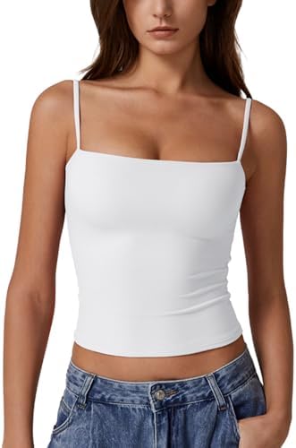 Basic Tank Tops Spaghetti Strap Double Lined Slim