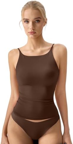 Camisole Tops Deep Boat Neck Double Lined Slim Fit