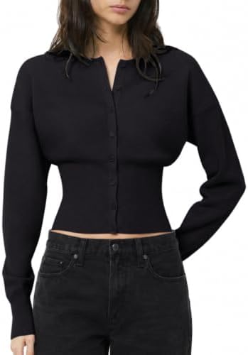 Cardigan Sweaters Button Up Cinched Waist Knitwear