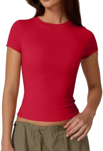 Double Lined Slim Fit T Shirts Short Sleeve Crew