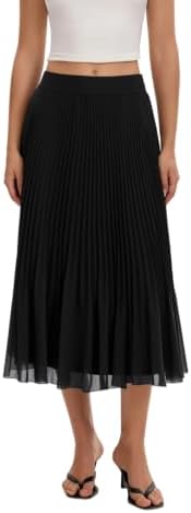 Elegant Chiffon Pleated Skirts Summer A-line Swing