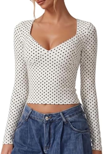Going Out Tops Long Sleeve Sweetheart Neck Double