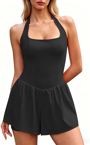 Halter Square Neck Romper Double Lined Jumpsuit