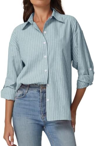 Long Sleeve Boyfriend T Shirt Button Down Baggy Fit