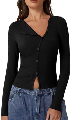 Long Sleeve Crew Neck Shirts Slim Fitted Ribbed