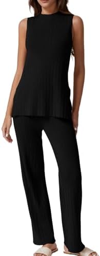 Lounge Sets Two Piece Outfits Knit Sleeveless Tops