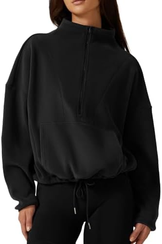 Polar Fleece Sweatshirt Half Zip Kangaroo Pocket