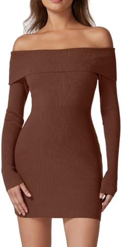 Sexy Off The Shoulder Sweater Dresses Fold Over