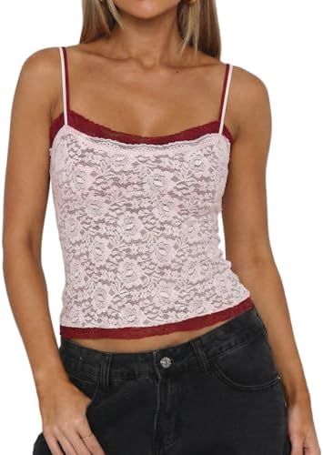 Sexy Square Neck Lace Camisole Shirts Double Layer