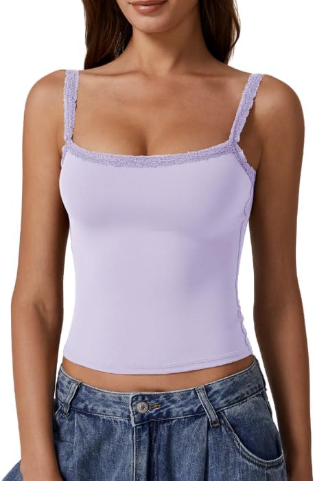 Sleeveless Basic Tank Top Slim Fitted Square Neck