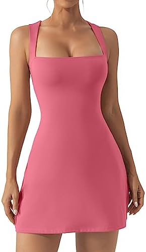 Soft Stretchy Mini Dress Square Neck Sleeveless