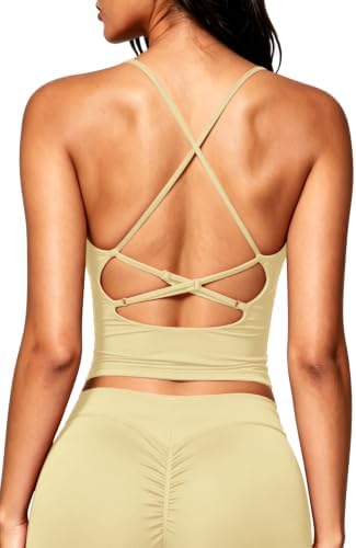 Spaghetti Strap Double Lined Tops V Neck Open Back