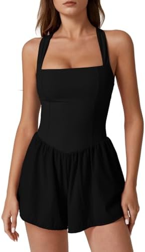 Squaer Neck Jumpsuit Tummy Control High Waisted