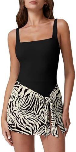Swim Dress Square Neck High Waisted Bathing Suit
