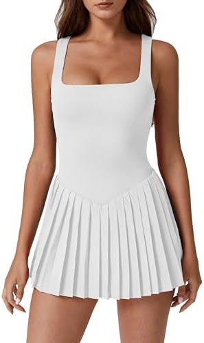 Tennis Dress Summer Square Neck Sleeveless Athletic