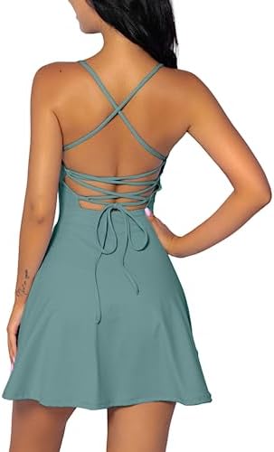 Tennis Open Back Dress Lace-Up Two Pieces Workout