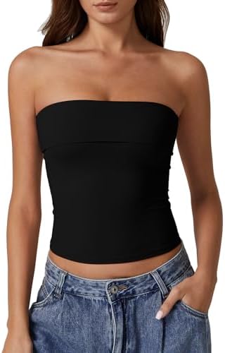 Tube Tops Off Shoulder Strapless Crop Tops Foldover