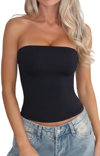 Tube Tops Summer Double Lined Strapless Bandeau Top