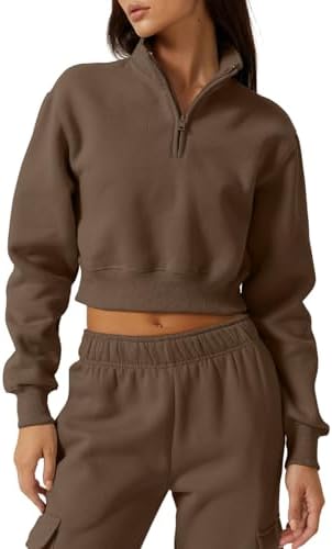 Turtleneck Zipper Front Crop Top Long Sleeve Mock