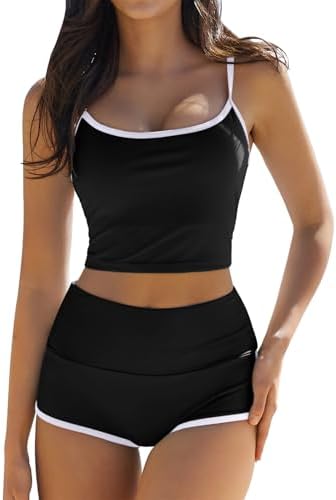 Two Piece Swimsuit Spaghetti Strap Crop Top