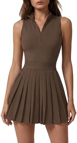 Two Pieces Tennis Dress Summer Zip Front Sleeveless