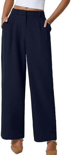 Wide Leg Dress Pants High Waisted Wrinkle Free Work