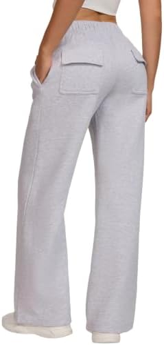 Wide Leg Flared Sweatpants Fleece Lined Cotton
