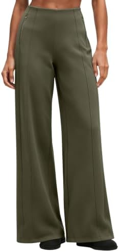 Wide Leg Pants High Waisted Yoga Pant Army Green XS