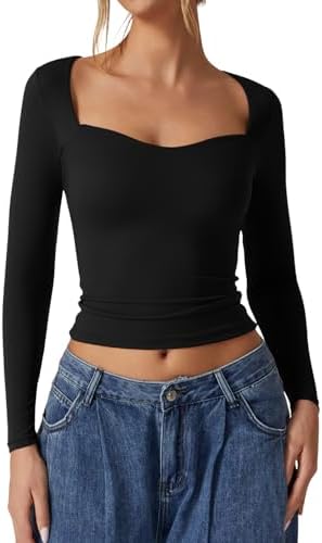 Woman's 2024 Basic Crop Tops High Stretch Long