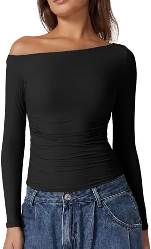 Y2k Tops One Shoulder Long Sleeve Slim Fit Tees