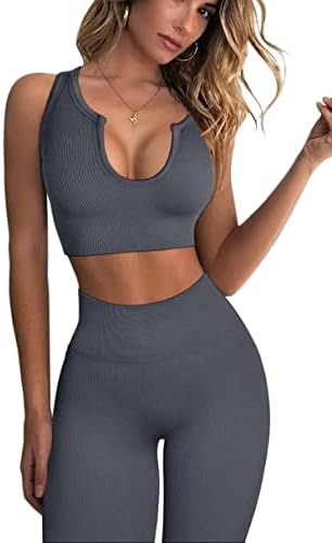 Yoga Pants Bodycon 2 Piece Outfits Cropped Tops