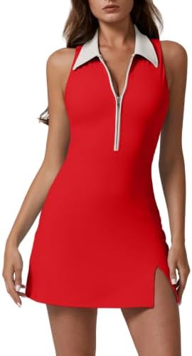 Zip Front Sports Dress with Build in Shorts Side